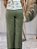 Calça Linho  Verde Oliva Pantalona Com Bolsos Verdugos Assimétrico Frente, Bolsos Verdugos Atrás E Elástico Na Cintura - Imagem 8