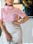 Blusa Tricoline Rosa Com Gola Larga Botões Laterais E Mangas Média - Imagem 6