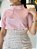 Blusa Tricoline Rosa Com Gola Larga Botões Laterais E Mangas Média - Imagem 2