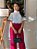 Calça Alfaiataria Way Fucsia Pantalona Com Bolsos Frontais E Traseiros Elástico No Cós E Zíper Lateral - Imagem 6