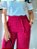Calça Alfaiataria Way Fucsia Pantalona Com Bolsos Frontais E Traseiros Elástico No Cós E Zíper Lateral - Imagem 2