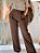 Calça Alfaiataria Way Marrom Médio Pantalona Com Bolsos Frontais E Traseiros Elástico No Cós E Zíper Lateral - Imagem 1