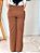 Calça Alfaiataria Mônaco Marrom Pantalona Com Bolsos Verdugos Frente E Atrás Elástico Na Cintura - Imagem 10