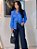 Calça Algodão Azul Noite Pantalona com Cintura Alta com Passantes Bolsos Frontais e Bolsos Traseiros Verdugos Funcionais - Imagem 3