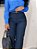 Calça Algodão Azul Noite Pantalona com Cintura Alta com Passantes Bolsos Frontais e Bolsos Traseiros Verdugos Funcionais - Imagem 1