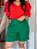 Short Lese Verde Esmeralda Com Bolsos Frontais E Elástico Atrás Cós - Imagem 1