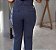 Calça Alfaiataria Azul Jeans Reta Com Abertura Frente, Bolsos Frente E Atrás - Imagem 6