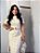 Vestido Malha Tweed Natural Comprimento Midi Com Fendas Laterais - Imagem 3