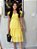 Vestido Crepe Trabalhado Amarelo Decote V Bolsos Frontais Mangas e Babados Barra Franzidos - Imagem 4