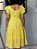 Vestido Crepe Trabalhado Amarelo Decote V Bolsos Frontais Mangas e Babados Barra Franzidos - Imagem 5