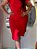Vestido Alfaiataria Barbie Vermelho Universal Reto Com Assimetria No Colo E Barra, Bolsos Frente E Gola - Imagem 3