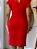 Vestido Alfaiataria Barbie Vermelho Universal Reto Com Assimetria No Colo E Barra, Bolsos Frente E Gola - Imagem 4