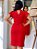 Vestido Alfaiataria Barbie Vermelho Universal Reto Com Assimetria No Colo E Barra, Bolsos Frente E Gola - Imagem 5