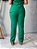 Calça Alfaiataria Amaranto Verde Garrafa Reta Com Nervuras Laterais, Bolsos Frontais E Traseiros, Elástico Atrás E Fecho - Imagem 4