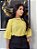 Blusa Crepe Trabalhado Amarelo Com Mangas 3/4 E Gola Redonda - Imagem 1