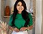 Blusa Crepe Amalfitano Verde Clássica Com Gola Redonda E Manga Média - Imagem 1