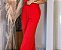 Calça Crepe Marroquino Vermelho Universal Pantalona Cós Alto, Bolsos Frontais E Verdugos Atrás - Imagem 1