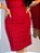 Vestido Linho Vermelho Natal Reto Com Nervuras No Colo E Recorte De Nervuras Na Barra - Imagem 3