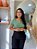 Blusa Viscose Verde Menta Com Decote V Assimétrico E Mangas - Imagem 1