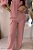 Calça Alfaiataria Amaranto Rosa Pastel Pantalona Cintura Alta, Com Bolsos Frontais E Traseiros E Passantes - Imagem 1