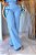 Calça Alfaiataria Amaranto Azul Pastel Pantalona Cintura Alta, Com Bolsos Frontais E Traseiros E Passantes - Imagem 1