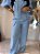 Calça Alfaiataria Amaranto Azul Pastel Pantalona Cintura Alta, Com Bolsos Frontais E Traseiros E Passantes - Imagem 8