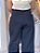 Calça Brim Algodão Azul Noite Pantalona Evasê Com Passantes E Bolsos Frente - Imagem 11