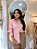 Camisa Tricoline Rosa Pastel Oversized, Com Botões, Gola E Punho Largo - Imagem 1