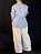 Camisa Tricoline Azul Pastel Oversized, Com Botões, Gola E Punho Largo - Imagem 2