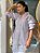 Camisa Tricoline Listras Lavanda Oversized, Com Botões, Gola E Punho Largo - Imagem 1