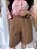 Bermuda Linho Rosa Chá Cintura Alta, Bolsos Frente E Verdugo Atrás, Comprimento No Joelho, Cós Alto E - Imagem 1