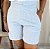Short Tricoline Listras Azul Pastel Com Bolsos Frente e Costa, Forrado e Elástico no Cós - Imagem 1