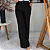 Calça Alfaiataria Preta Pantalona Cós Reto, Elásticos Laterais, Nervuras E Bolsos Frontais, Zíper Na Frente - Imagem 2