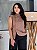 Blusa Viscose Moca Mousse Cavada, Gola Alta e Botões Lateralizados - Imagem 1