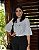 Blusa em Crepe com Babados nas Mangas e Listras Pretas e Brancas - Imagem 1