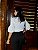 Blusa em Crepe com Babados nas Mangas e Listras Pretas e Brancas - Imagem 3