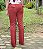 Calça Alfaiataria Feminina Vinho/Telha Flare com Nervuras Horizontais no Quadril e Bolsos - Imagem 5