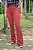 Calça Alfaiataria Feminina Vinho/Telha Flare com Nervuras Horizontais no Quadril e Bolsos - Imagem 10