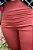 Calça Alfaiataria Feminina Vinho/Telha Flare com Nervuras Horizontais no Quadril e Bolsos - Imagem 7