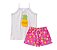 Conjunto Feminino de Cotton Blusa Alça Bordado com Short Estampado com Cordão 1 a 8 Anos - Imagem 4