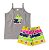 Conjunto Feminino de Cotton Blusa Alça Bordado com Short Estampado com Cordão 1 a 8 Anos - Imagem 5