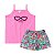Kit com 5 Conjuntos Feminino de Cotton Blusa Alça Bordado com Short Estampado com Cordão 1 a 8 Anos Estampas Sortidas - Imagem 7