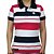 Camiseta Polo Feminina Sacudido's Elastano Listrada - Branca, Rosa e Azul - Imagem 1