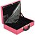 Maleta de Joias Dupla Grande 35 x 23,5 x 9,5 cm - Com Espelho Rosa com Preto - Imagem 2