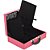 Maleta de Joias Dupla Grande 35 x 23,5 x 9,5 cm - Com Espelho Rosa com Preto - Imagem 5