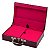 Maleta de Joias Dupla Grande 35 x 23,5 x 9,5 cm - Alça cromada Corino Vinho com Pink - Imagem 5