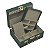 Maleta para joias Dupla Pequena 20 x 15,5 x 9 cm com dobradiça - Verde Militar com Suede Areia - Imagem 6