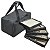 Bolsa Com 5 Bandejas, Quadriculada, Corrente e Anel Corino Preto com veludo Off-White - Imagem 1