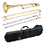 Trombone de Vara Sib Konig Laqueado Dourado Profissional Completo - Imagem 4