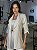 Maxi Blazer Feminino Alfaiataria Manga 7/8 Natural - Imagem 1